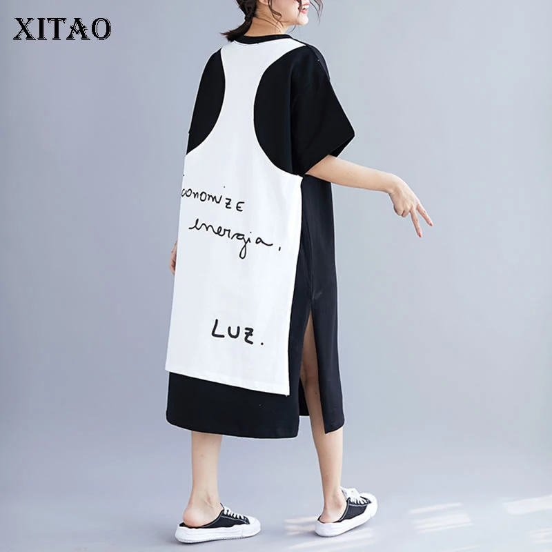 [XITAO] женское летнее платье 2019 новое корейское модное свободное с круглым вырезом