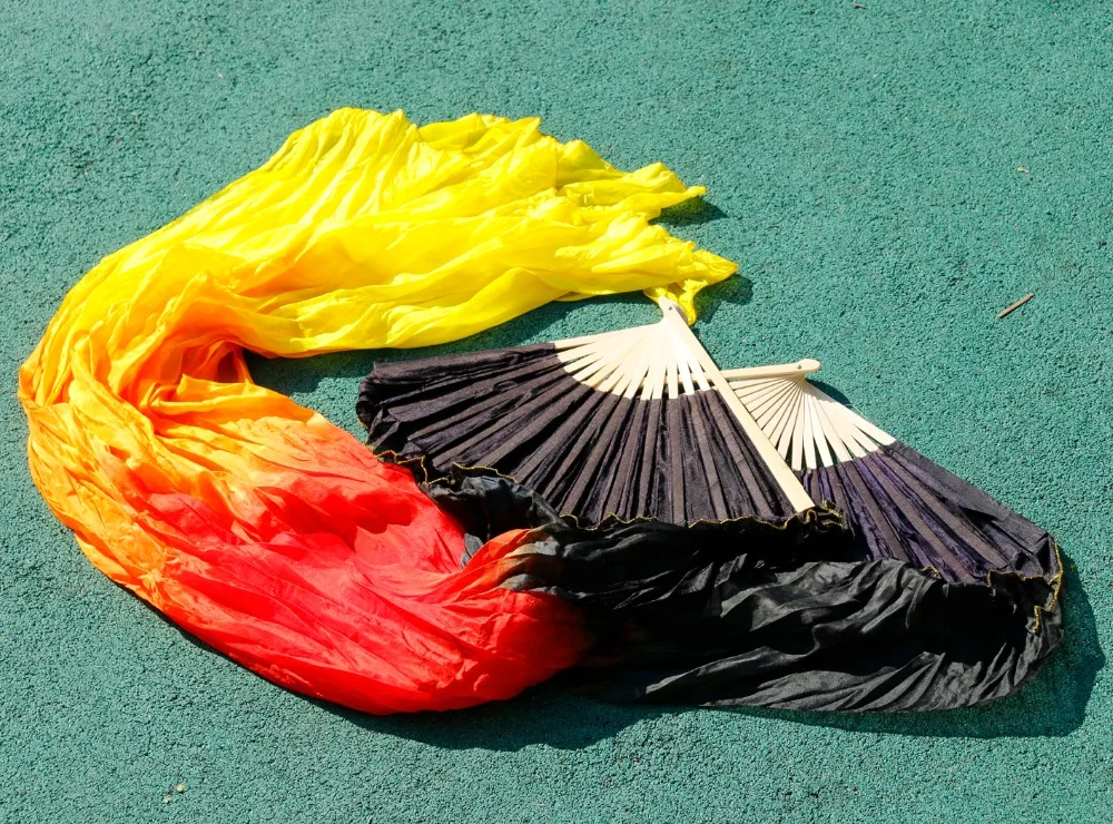 Женский высококачественный Pasang perut sutra FAN kerudung merah muda untuk ungu menjadi biru черный+ красный+ желтый