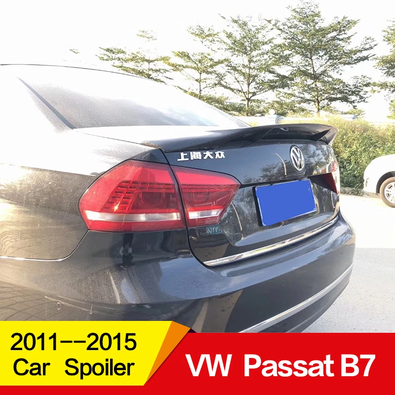 Использовать для Volkswagen Passat B7 спойлер vw 2011 12 13 14 15 лет глянцевое карбоновое волокно заднее крыло R стиль спортивные аксессуары