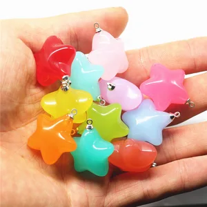 10pcslot 23 x24 mm Acylic Five-point Star Charms Beads for DIY Earrings Pendant Keychain Handmade Jewelry Making DIY Findings