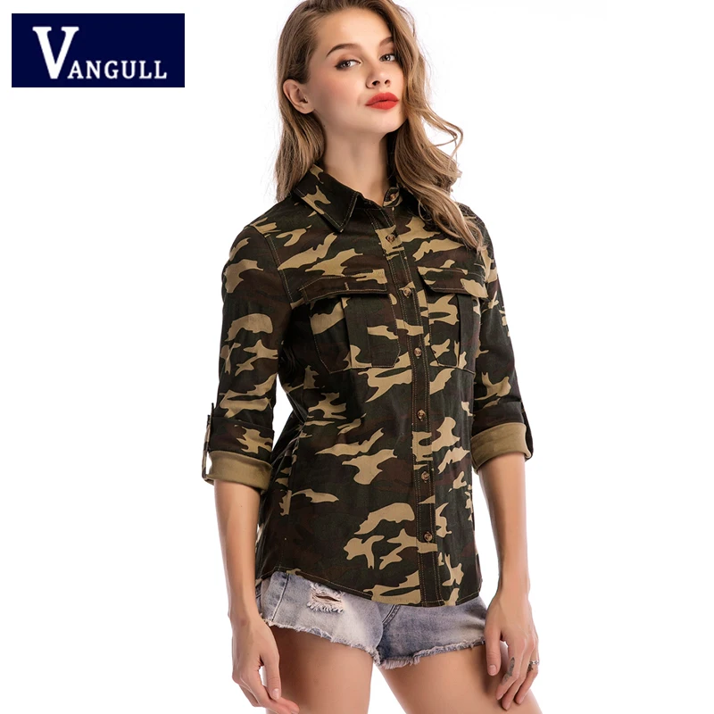 Весенняя модная женская одежда Vangull 2019 базовые куртки с камуфляжным принтом