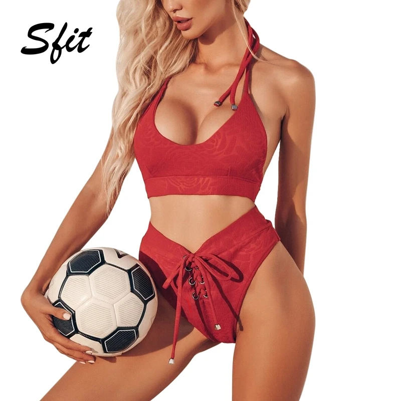 Sfit лето 2019 сексуальное бикини с завязкой на шее пуш ап Бразильские Купальники