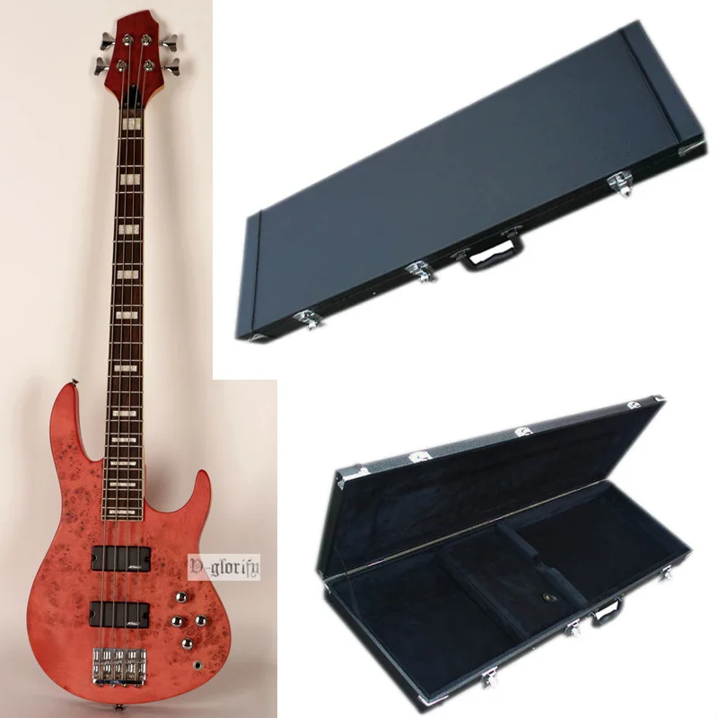 Высококачественная активная 4 струнная бас-гитара rosewod top - Цвет: bass with wood case