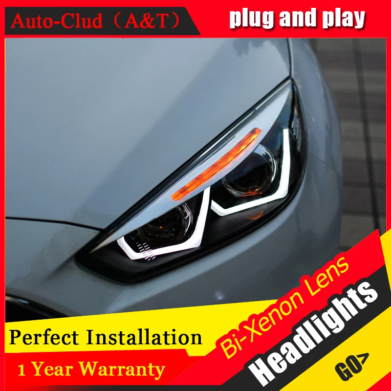 Автомобильный Стайлинг для Ford Focus фар в сборе U angel eyes 2015 2017 bi xenon lens h7 xenon|angel eyes|car
