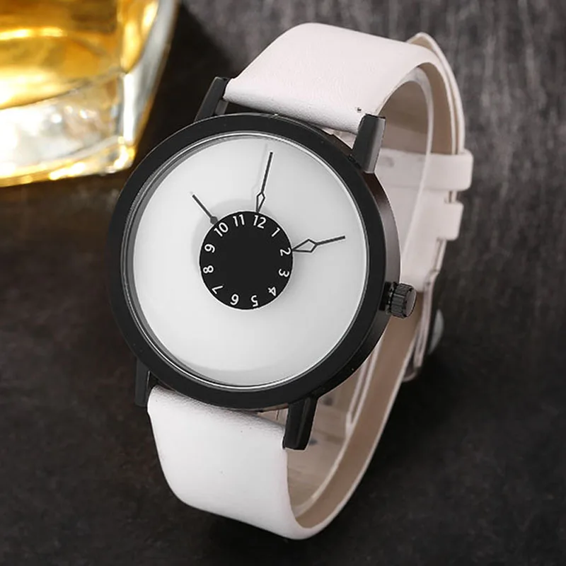 Часы наручные мужские и женские кварцевые с простым циферблатом кожаным