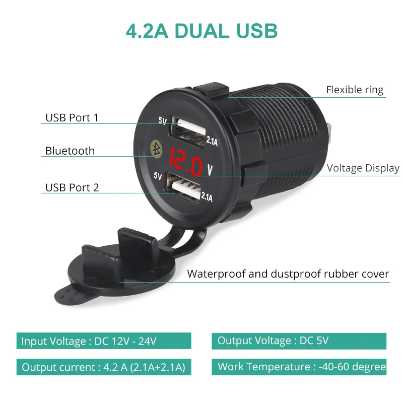 Автомобильное зарядное устройство с 2 USB портами 5 В а|Кабели адаптеры и разъемы| |