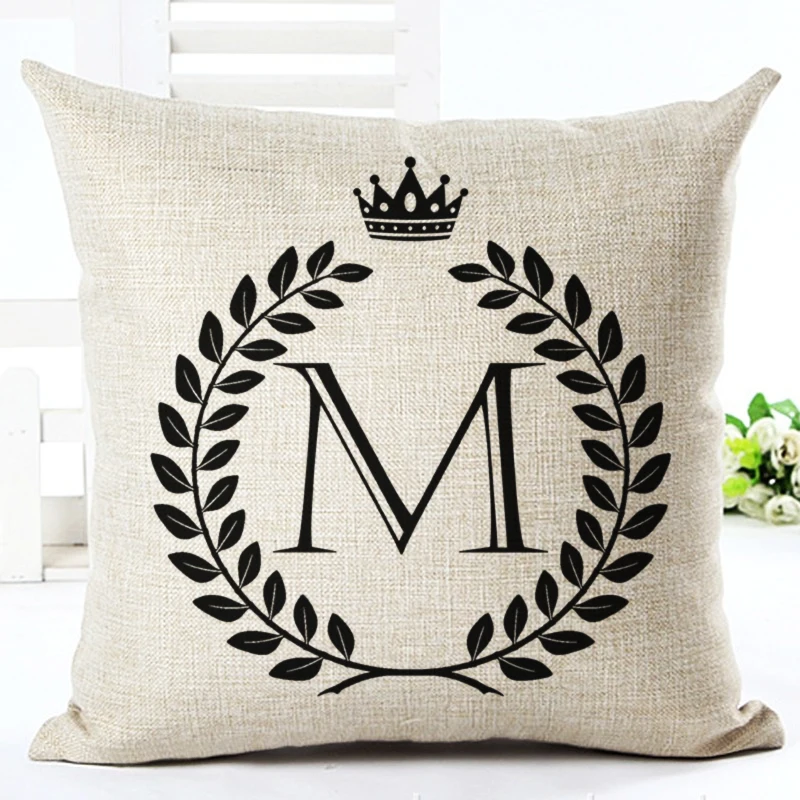 Модная Высококачественная декоративная подушка лен оливковые буквы для