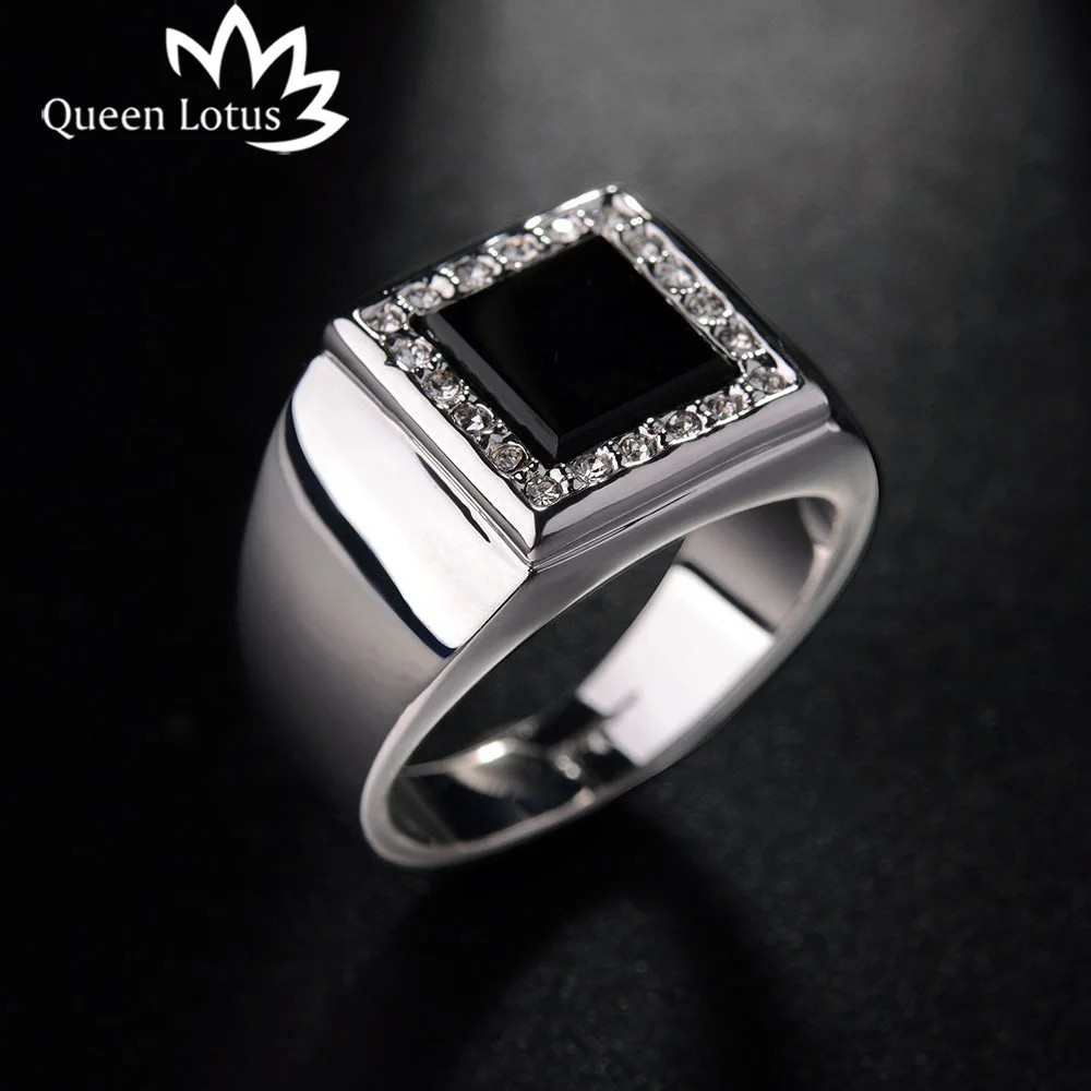 Queen Lotus, новинка,, кольца с гальваническим покрытием, с цирконием, мужские кольца, высокое качество, ювелирные изделия, свадебный подарок, золотой цвет - Цвет основного камня: Белый