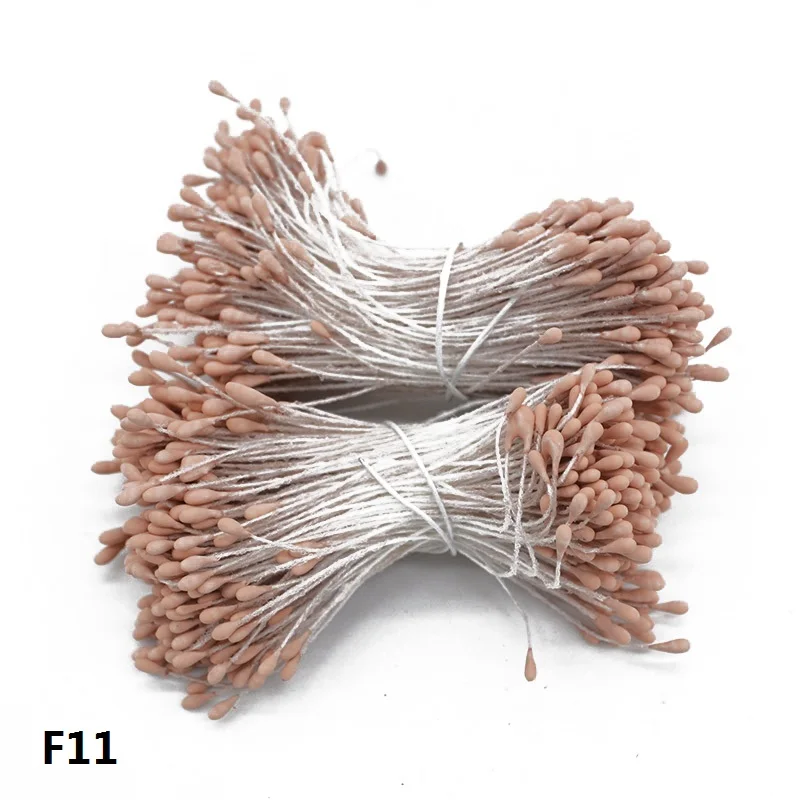 400 шт 1,5 мм мини Двойные головки тычинки ручной работы Искусственные цветы Pistil для свадебного украшения дома DIY скрапбук ремесло цветок - Цвет: F11