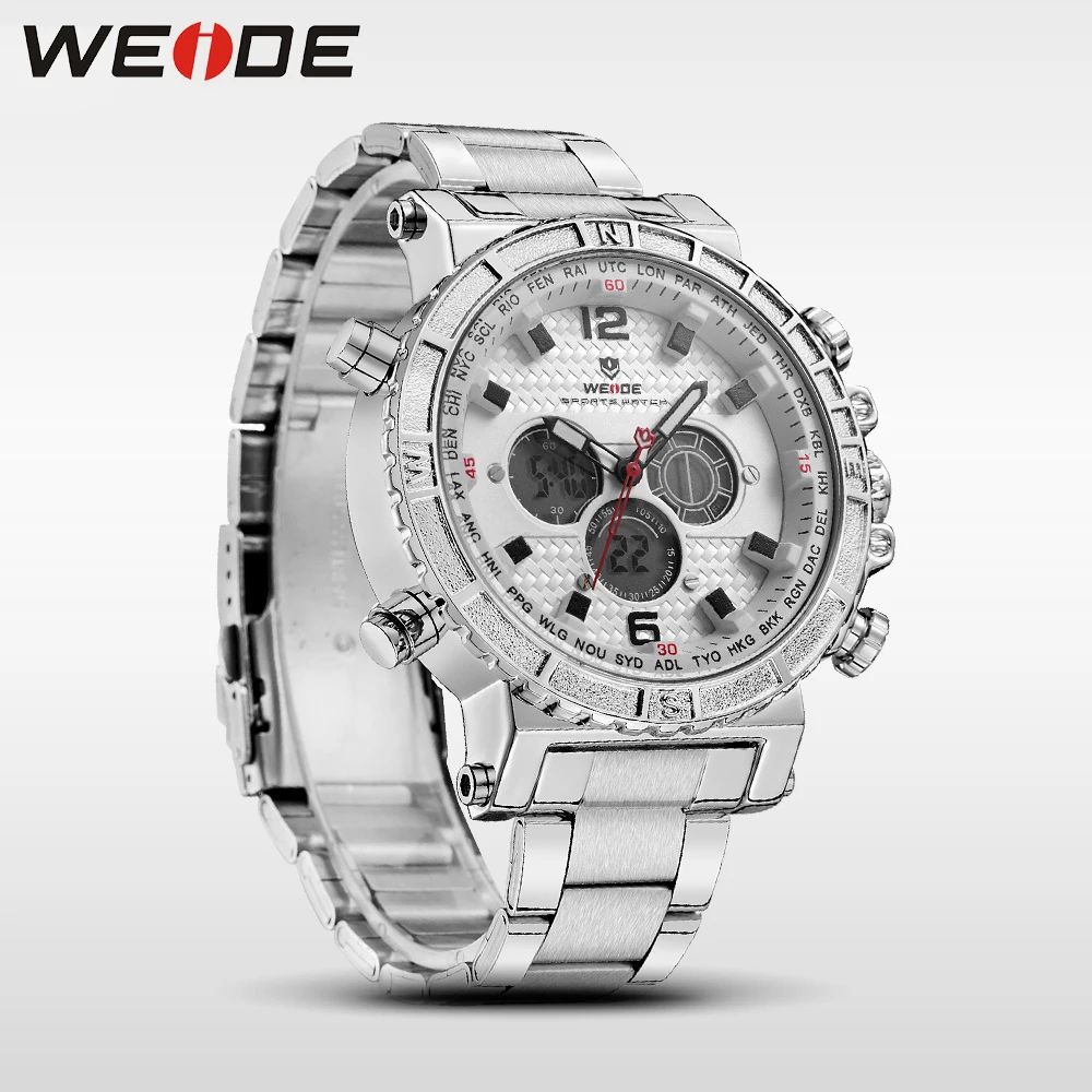 WEIDE мужской роскошный бренд часов спортивные цифровые часы из нержавеющей стали