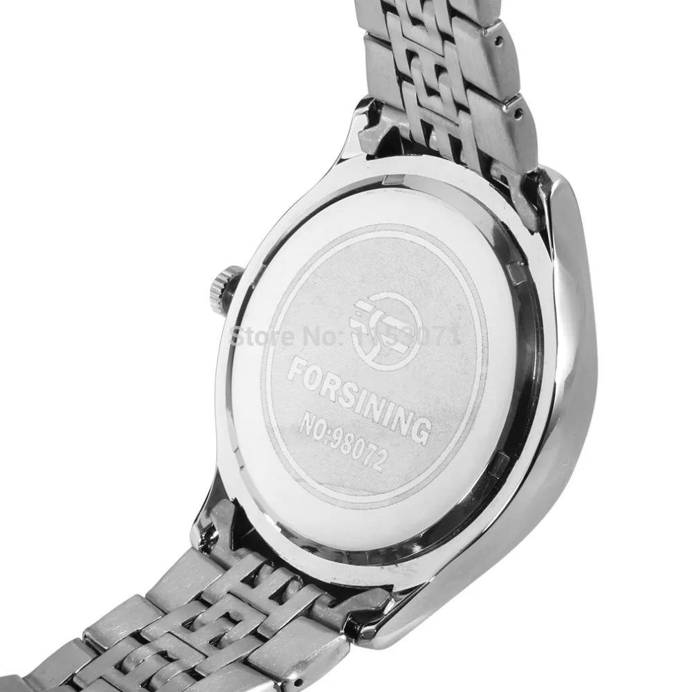 Forsining Для мужчин мужские часы Стильные кварцевые Нержавеющая сталь серебряный