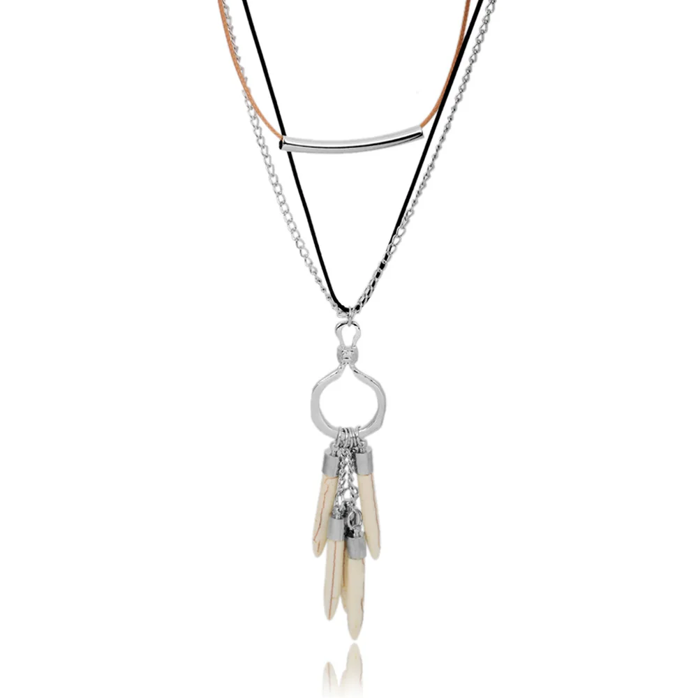 Богемное ожерелье с подвеской и кисточкой длинное многослойное для женщин