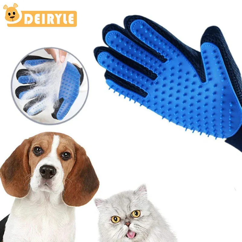 Pet Hair Grooming Gloves Brush Dog Cat Shedding Glove Mitt Efficient Deshedding Massaging Tool Dog/Cat/Horse Combs | Дом и сад