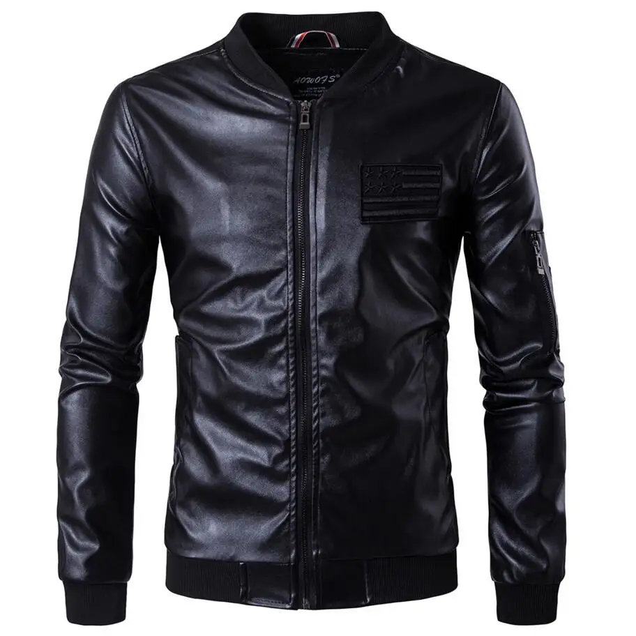 

Men's Leather Jackets Men Stand Collar Coats Male Motorcycle Leather Jackets New Fashion Casual Slim Leather Clothing Size 5XL