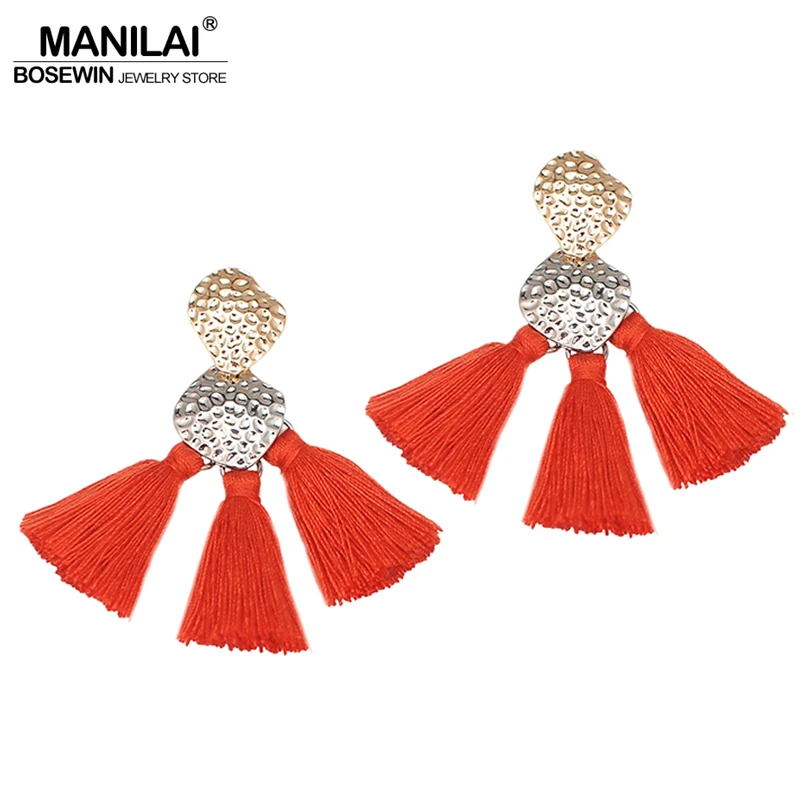 MANILAI, Винтажные серьги с кисточками для женщин, Boho, золотой, серебряный цвет, неправильные, сплав, бахрома, висячие серьги, массивные украшения