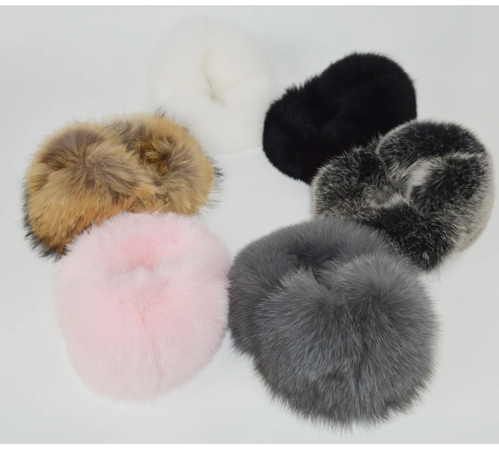 New Style Women Natural Real Fox Fur Earmuffs Plush Winter Warm Big Fox Fur Ear Muffs Girls Luxury Fox Fur Earmuff