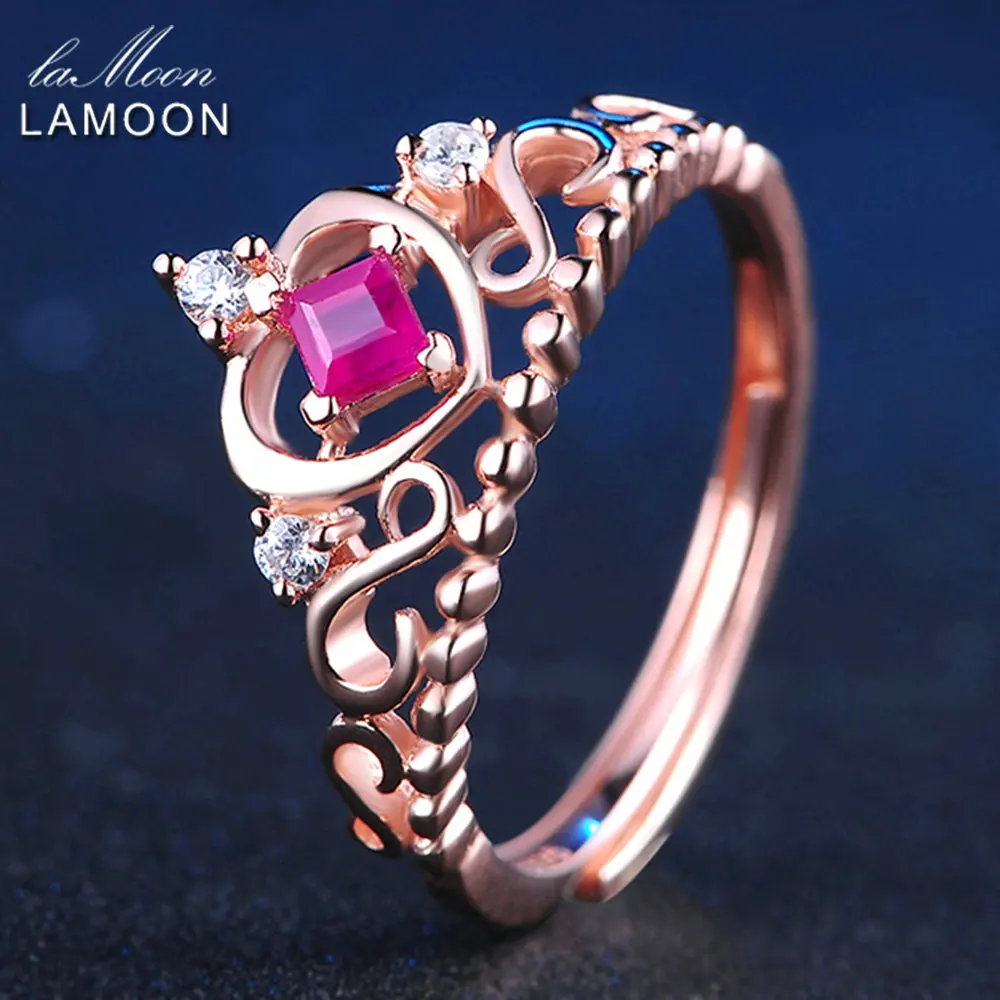 Кольцо LAMOON из серебра 925 пробы с натуральным Рубином 100% карата | Украшения и