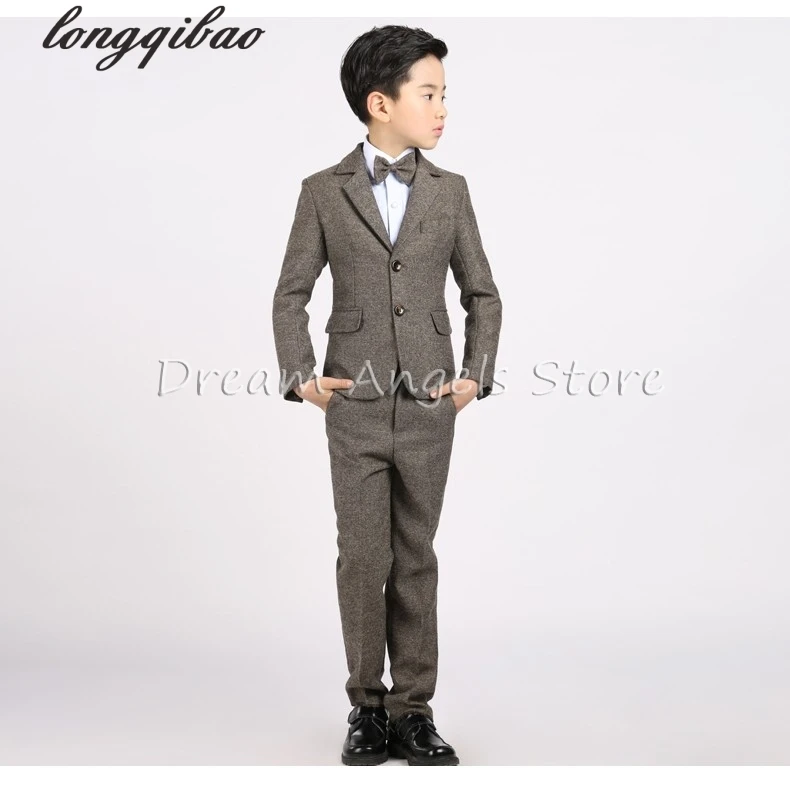 Plus Size 3-14t Boys Brown Wedding Suits With Pants Business Boys Formal Wear