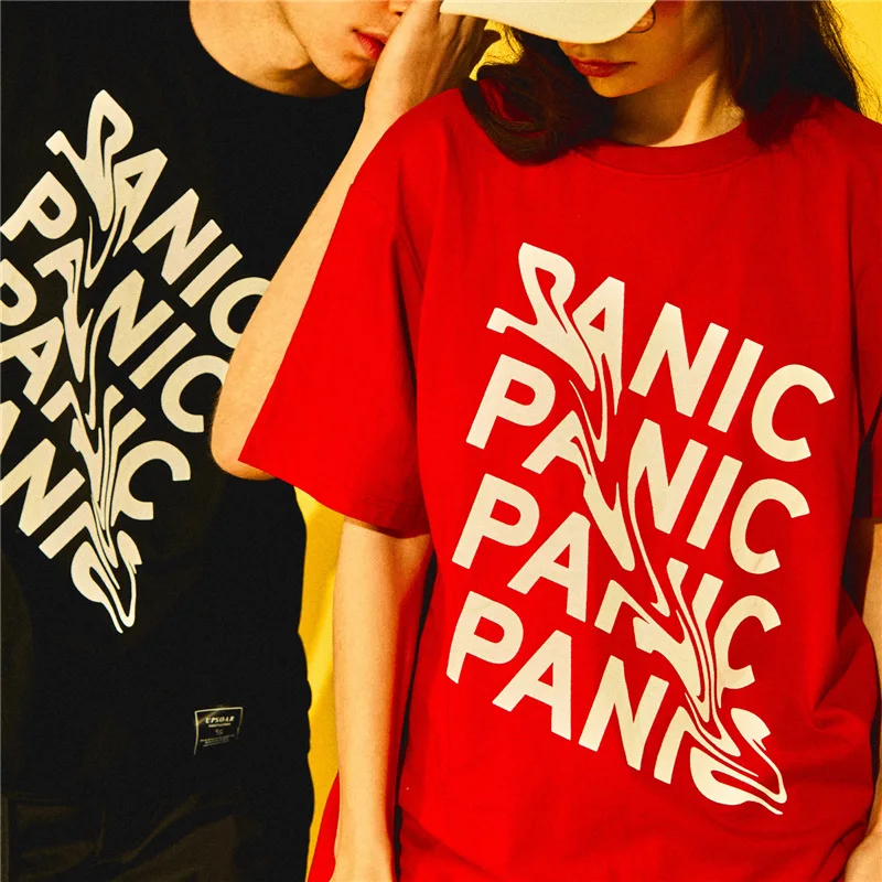 Повседневное хлопок Творческий письма печатаются футболки с коротким рукавом