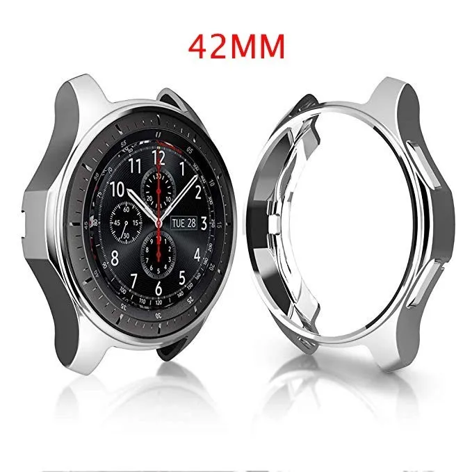 Для samsung Galaxy Watch 46 мм 42 мм чехол Высокое качество ТПУ Тонкий Смарт-часы Защитный чехол рамка Smartwatch аксессуары - Цвет: Silver 42MM