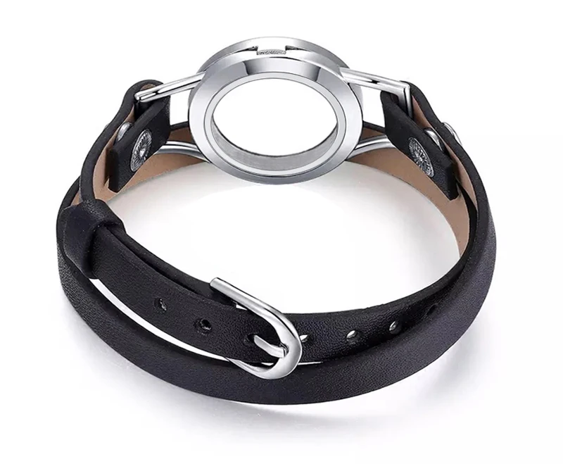URSJEWELRY 316L нержавеющая сталь 25 мм Серебряный Магнитный медальон живой медальон памяти плавающие медальоны с браслет из натуральной кожи