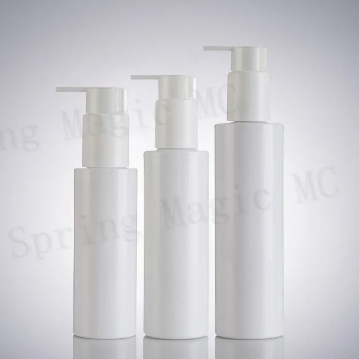 150 мл прозрачная/коричневая ПЭТ пластиковая бутылка с белым прессовым насосом