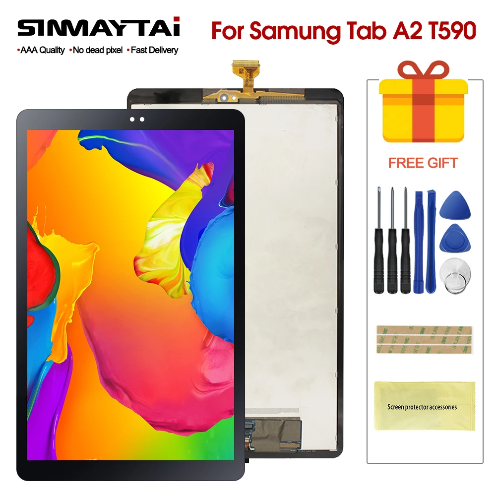 

10,5 дюйма, новый 2018 ЖК-дисплей, сенсорный экран в сборе для Samsung Galaxy Tab A2, T590, T595, SM-T595, SM-T590, ЖК-дисплей, черный