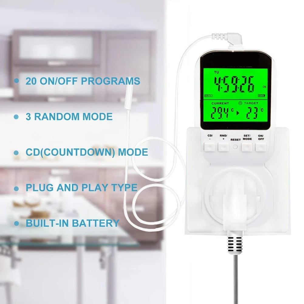 MTS 400 электронный программируемый Штепсель термостат Led подсветка цифровой