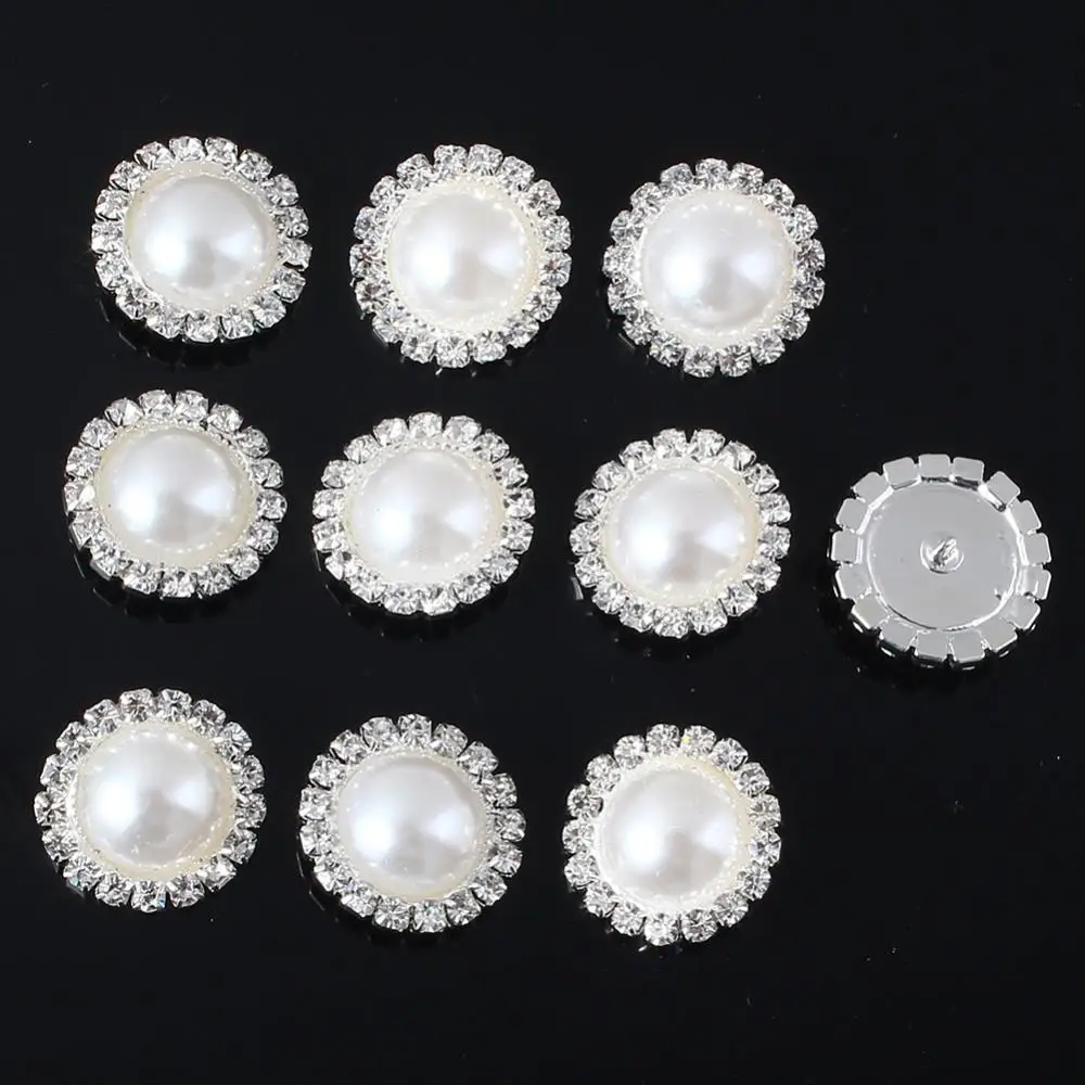 Белый тон хвостовика круглый очаровательный горный хрусталь жемчужина пуговиц