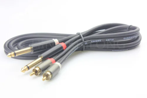 

Brand New Pro Audio 10FT 2* 6.35 Mono to 2* RCA male speakon Cable -B002