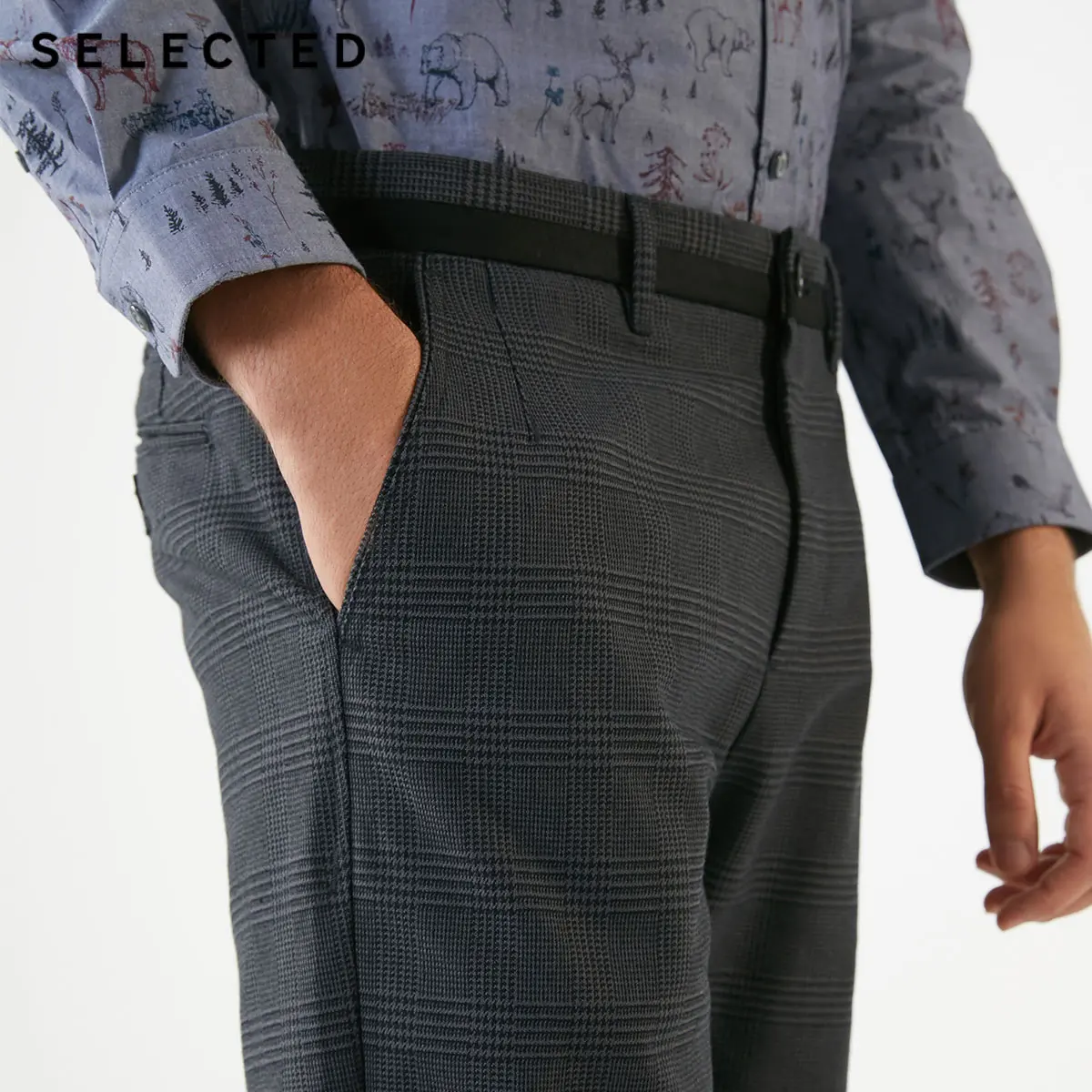 SELECTED crisp contain cotton grid fashion foot men's cultivate morality leisure trousers S | 418414527