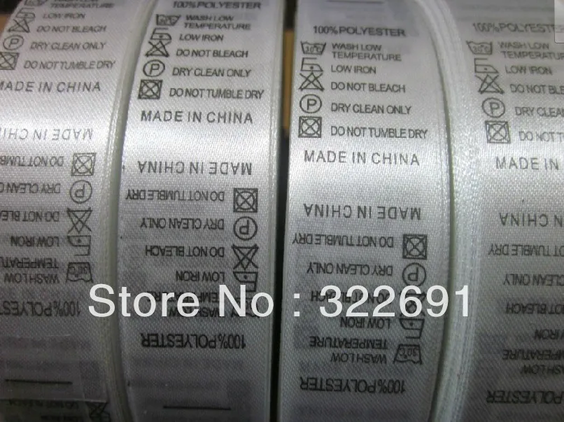 Ярлык для ухода за одеждой из 100% полиэстера/атласная ткань ярлыки одежды