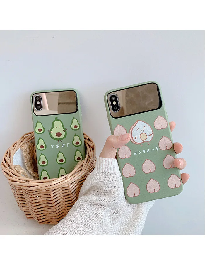 GlamPhoneCase зеркальный чехол для телефона авокадо персик iPhone X XS Max XR Мягкий
