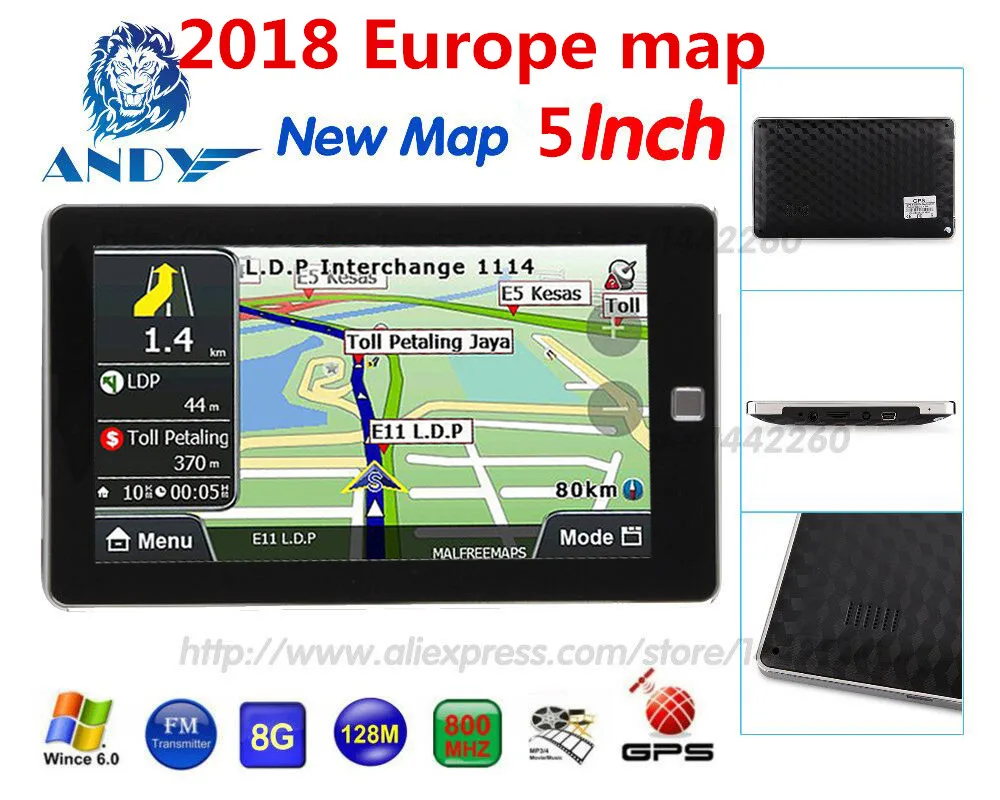 Ориана автомобильный gps навигатор 5 дюймов сенсорный 128MB 8GB SAT NAV MP3 FM Карта Европы