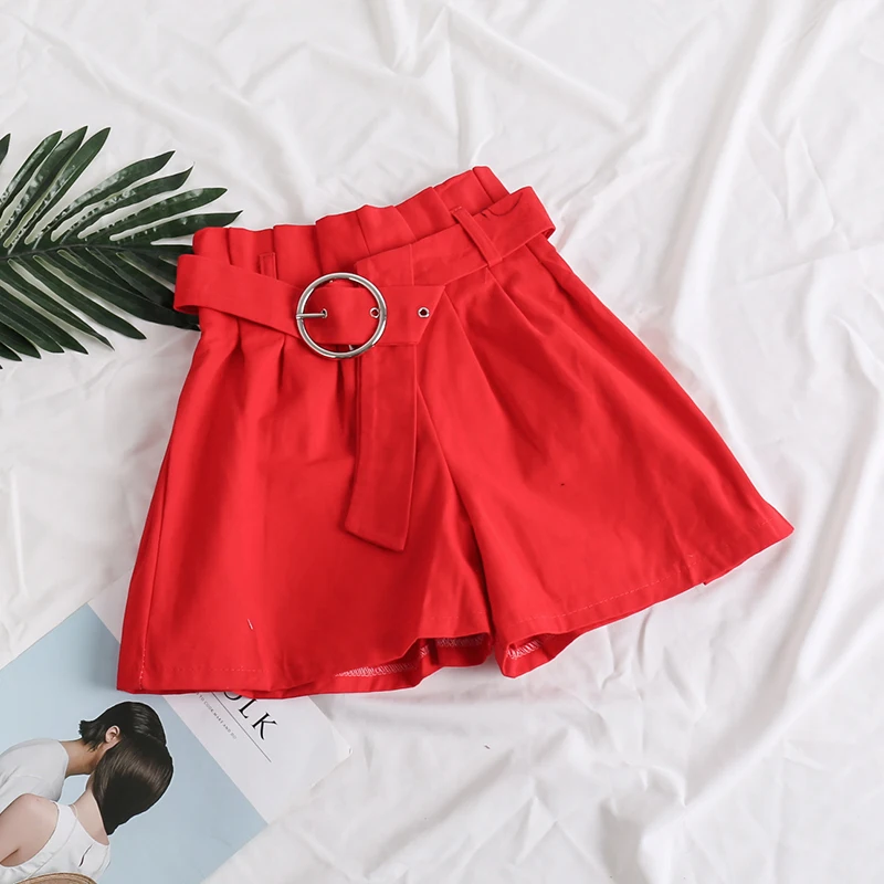 Fall &amp Winter Ladies High Waist Fashion Ring Loose Shorts Women Wide Leg Casual with Belt | Женская одежда