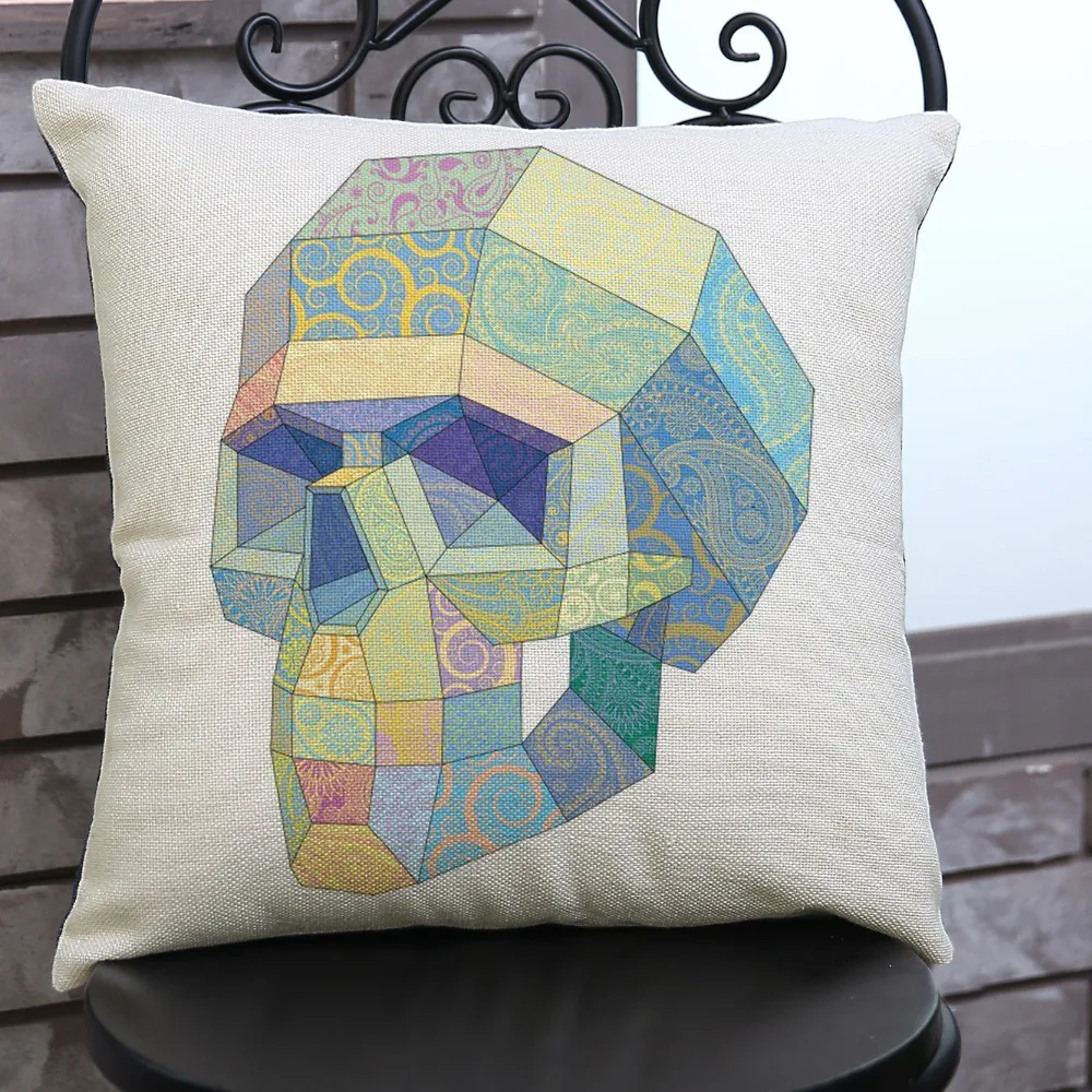 Мексиканская Модная хлопковая льняная Подушка с художественным принтом черепа