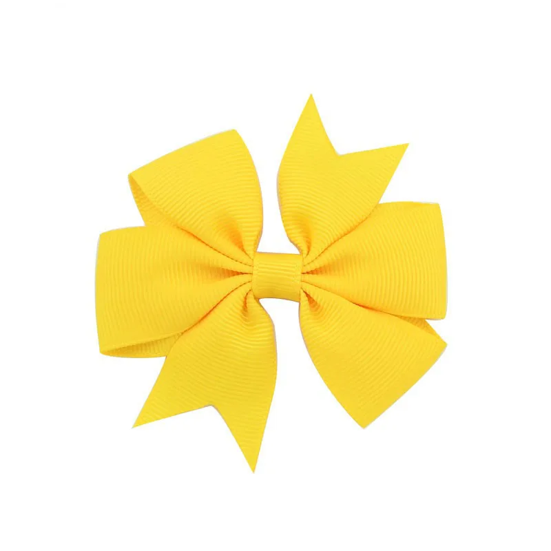 10 Yellow 20 шт. модные банты для волос заколки детские милые Твердые ленты банты заколки для волос 3 дюйма бант для девочек женские заколки для волос аксессуары оптом - Цвет: 10 Yellow