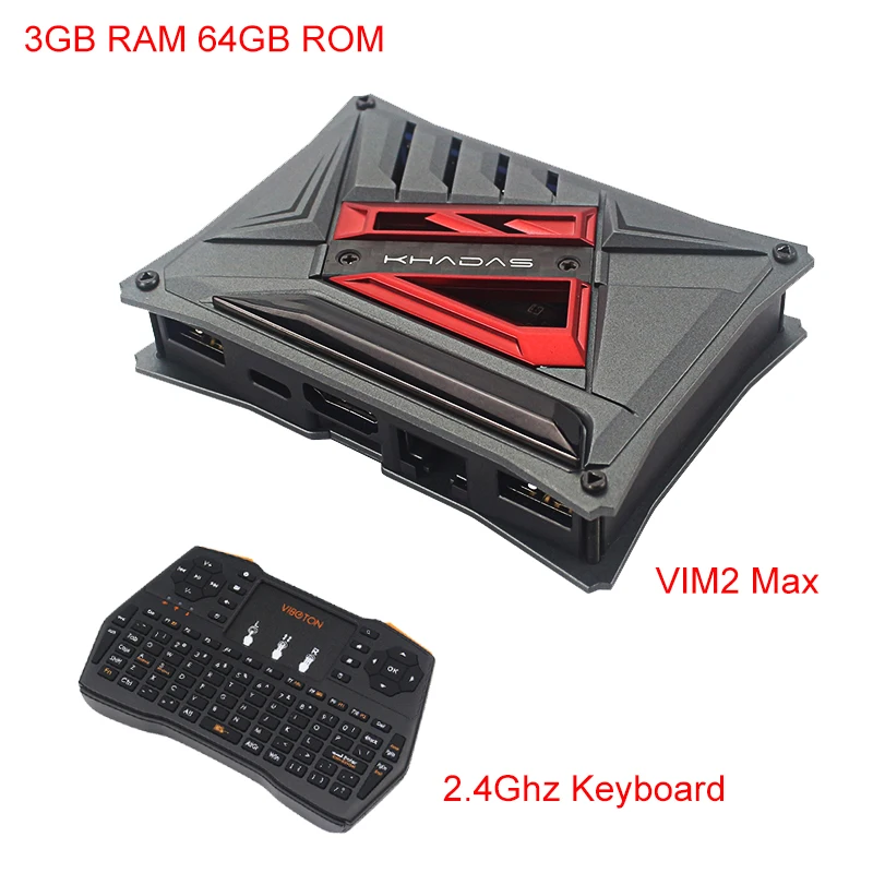 Мини компьютер Khadas VIM2 Max 3 Гб DDR4 eMMC 64 Cortex A53 поддержка Linux Ubuntu Mate Abdroid TV Box + чехол
