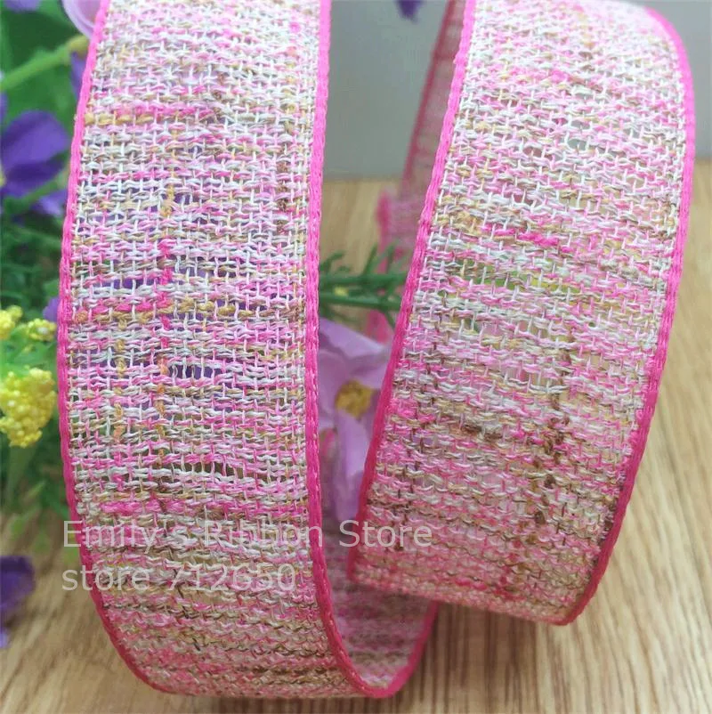 

New Arrival 10 yards 25mm and 37mm width Linen Ribbon Tape headwear butterflyknot accessory Linen ribbon gift wrapping