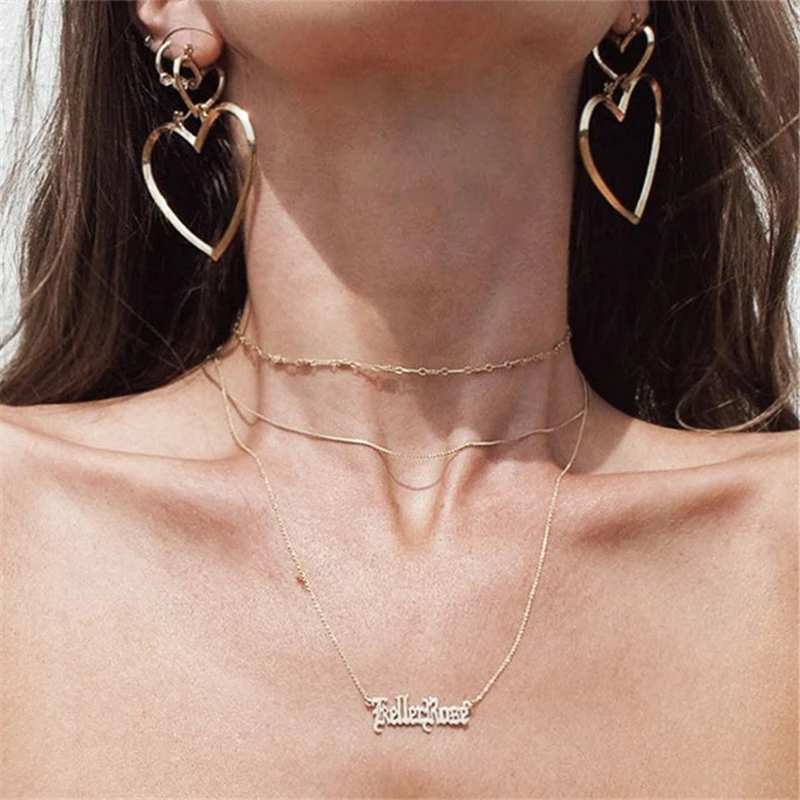 DoreenBeads панк шик стильные серьги из сплава полые сердца розового золота
