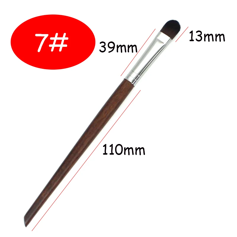 Фото Профессиональная Большая кисть для теней #7 деревянная ручка плоская консилера