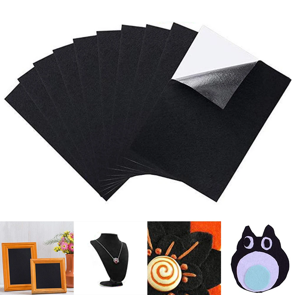 Черная перезаряженная бархатная ткань самоклеящаяся войлочная клейкие листы