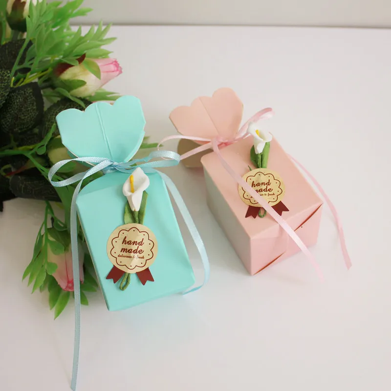 100 шт ваза стиль розовый/синий Сделай Сам Свадебные Сувениры Коробка для конфет с