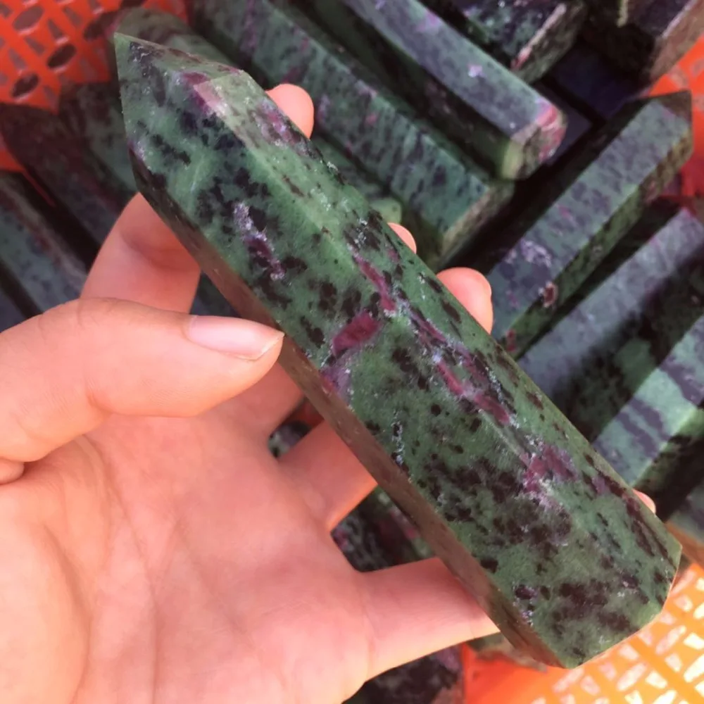 Натуральный рубин Zoisite Кристалл обелиск кварцевая палочка драгоценный камень