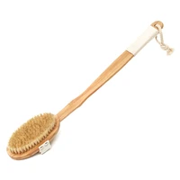 new natural bristle bath brush super long curved handle wooden bristles soft hair rub back shower massage brush exfoliating