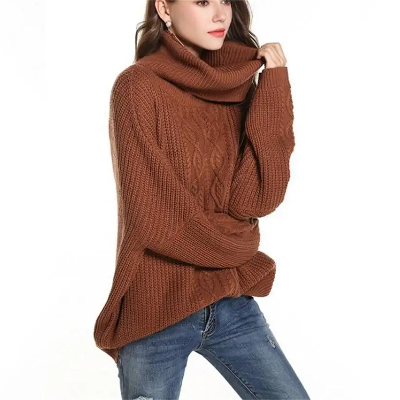

2019 new arrival women's clothing ladies loose turtleneck knitted sweaters women batwing sleeve loose casual sweater 4 colors