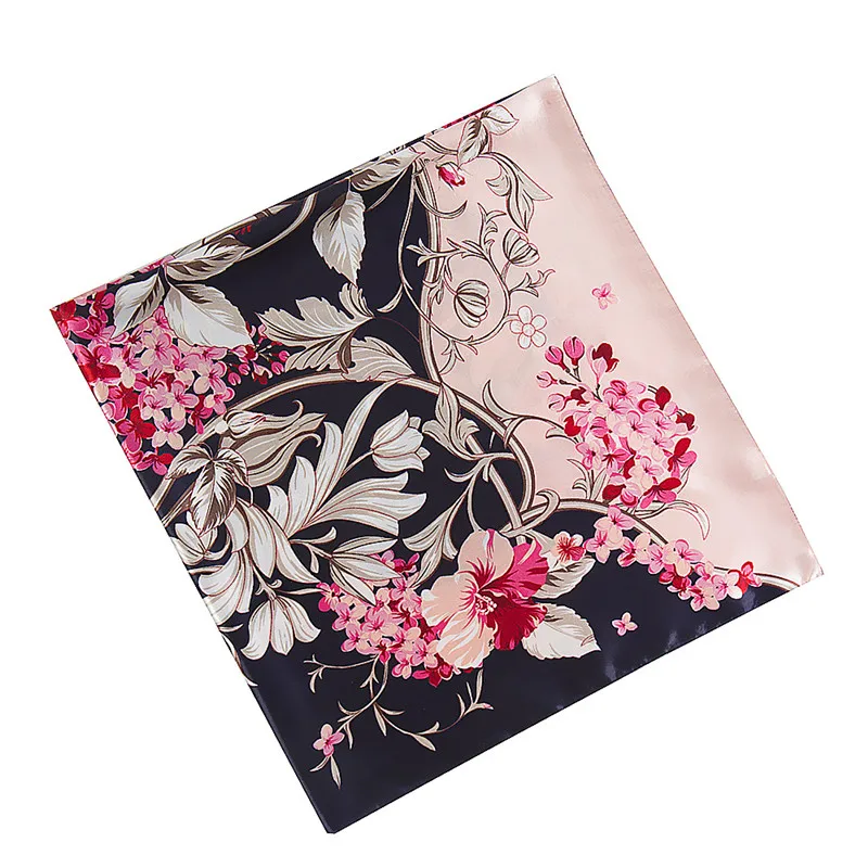 Женский шарф POBING роскошный брендовый хиджаб с цветочным принтом шелковая