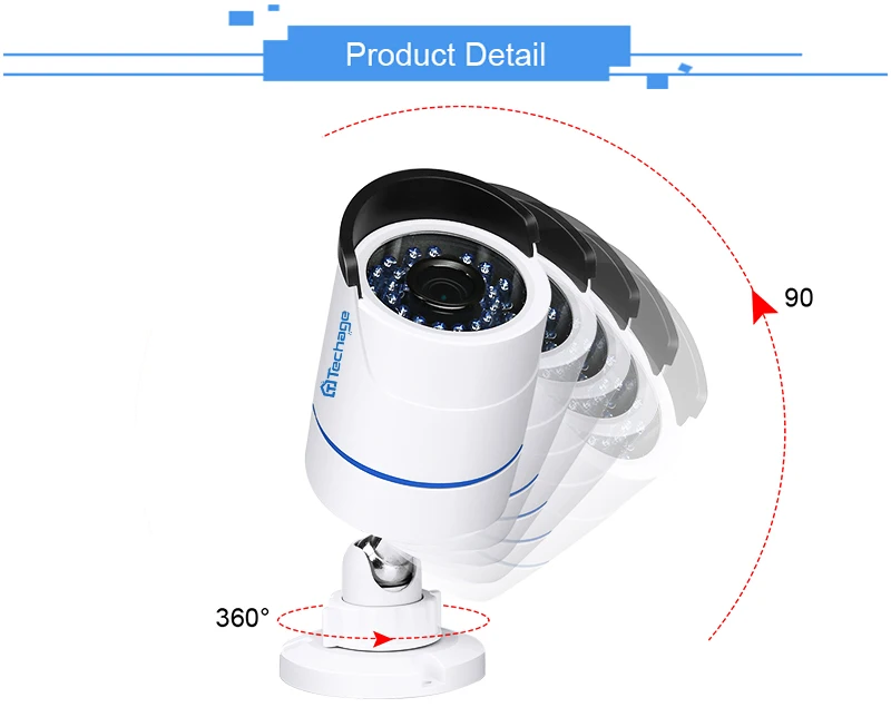 Techage 4CH 1080P h.265 POE камера NVR система 2mp Аудио Звук CCTV комплект видеонаблюдения Всепогодный видео домашний комплект безопасности 2 ТБ HDD