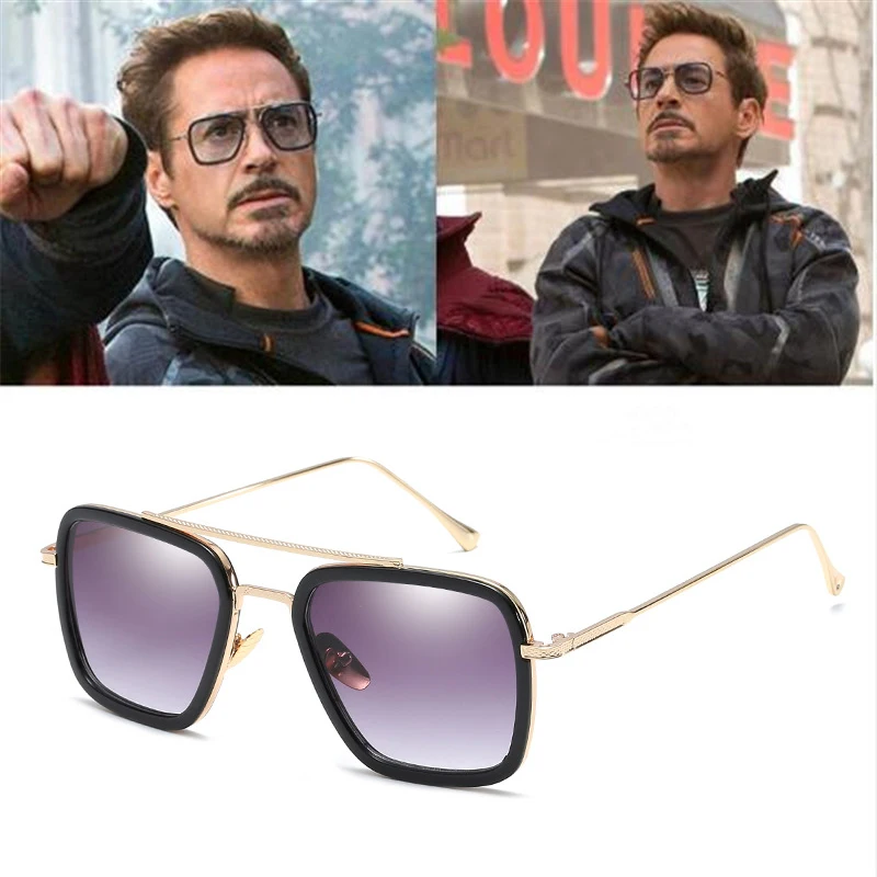 

Tony Stark Sunglasses Luxury Brand Glasses Rectangle Vintage Sun Glasses Clear for Men oculos gafas de sol zonnebril heren