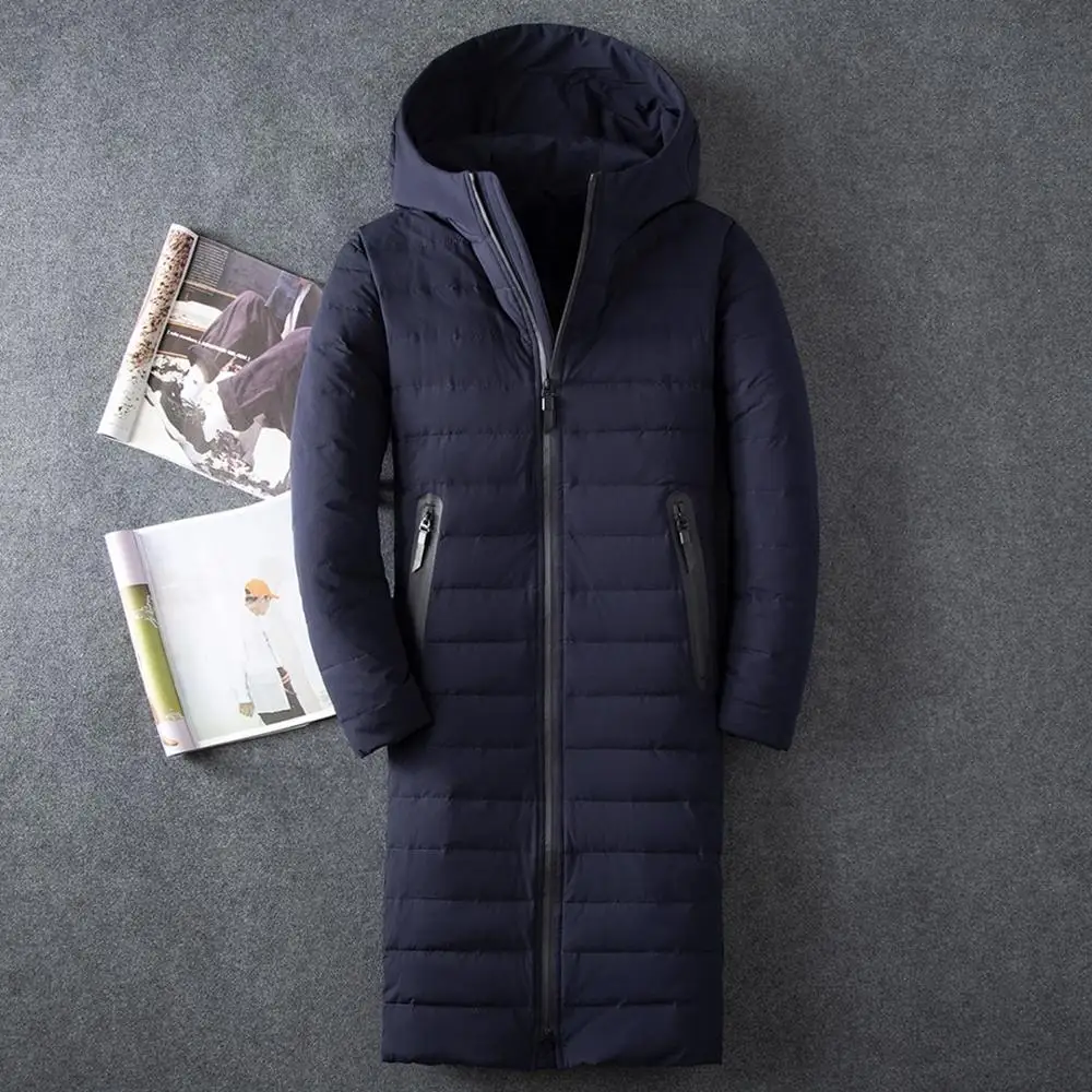 Мужская Ультралегкая длинная пуховая куртка белая с капюшоном Chaqueta 2019|Мужские